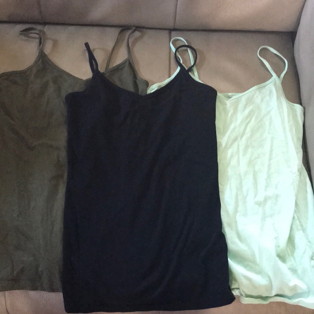 3 cami’s in black, Olive green , and teal